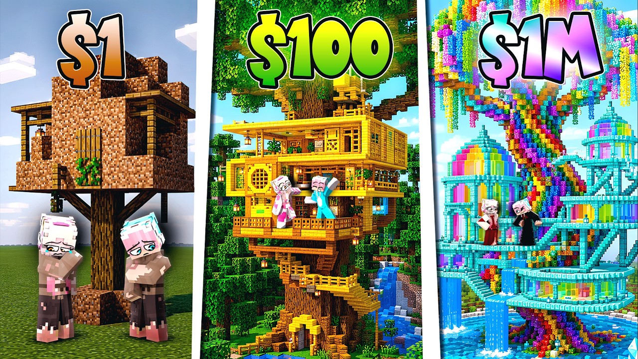 MOMON & ATUN BANGUN RUMAH POHON MISKIN VS KAYA di MINECRAFT @BANGJBLOX