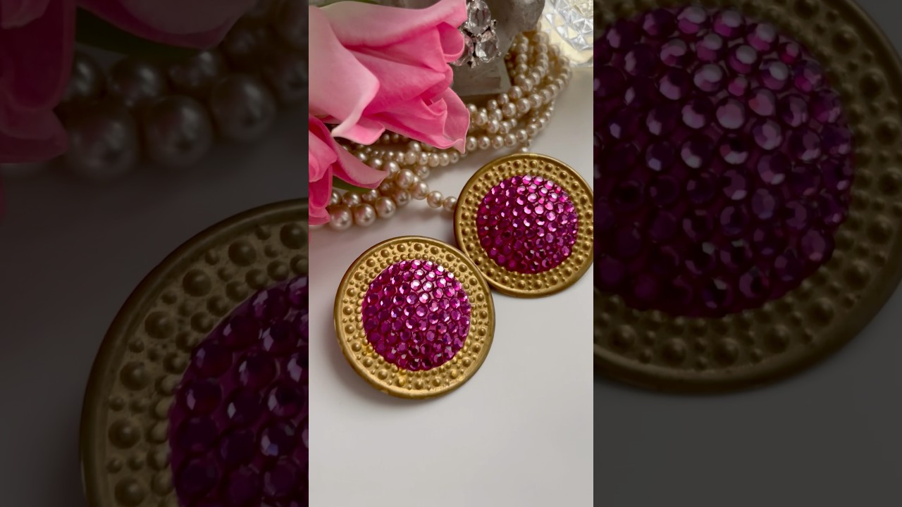 Крупные круглые клипсы цвета фуксия 