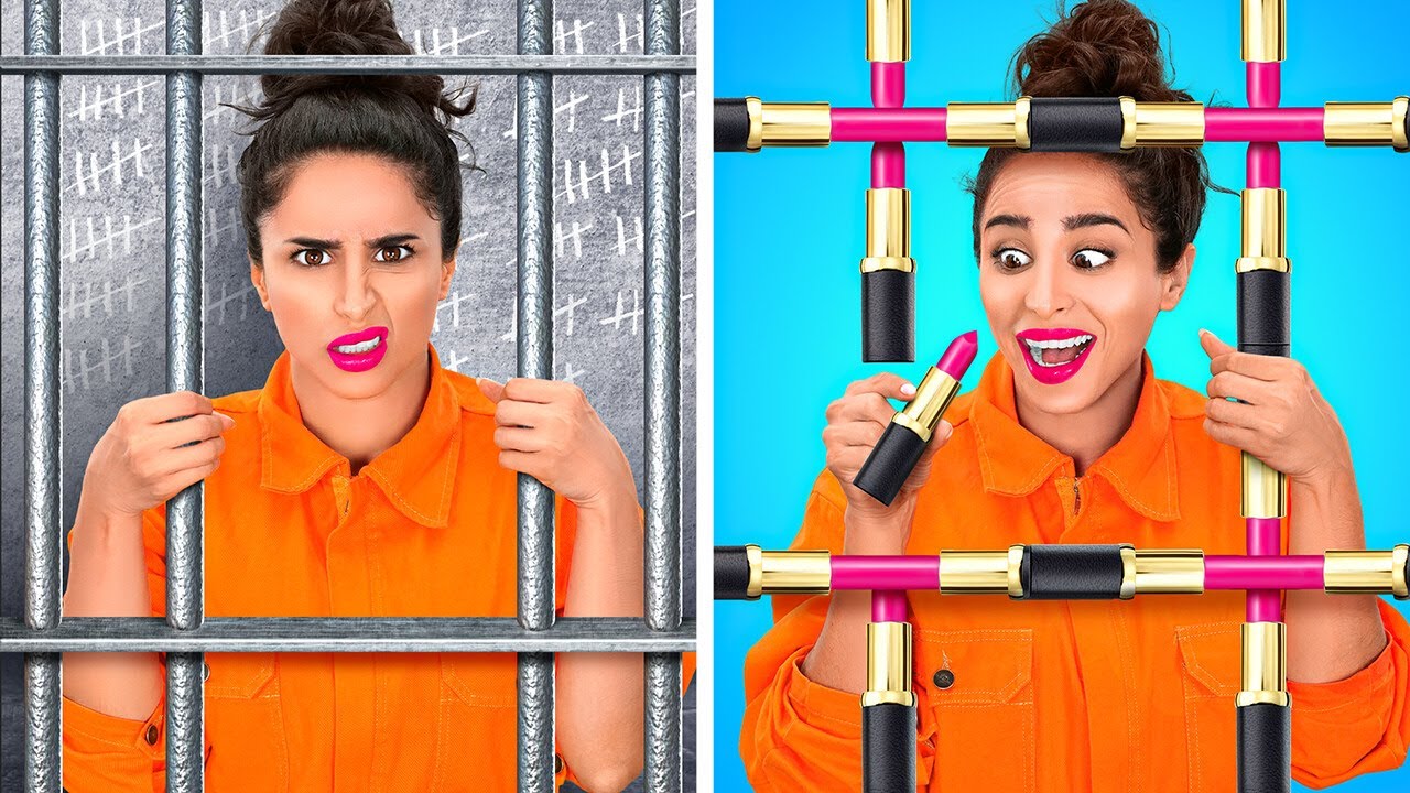 How To Bring Makeup To Jail || Cool Ideas To Makeup Anything Anywhere By 123 Go!