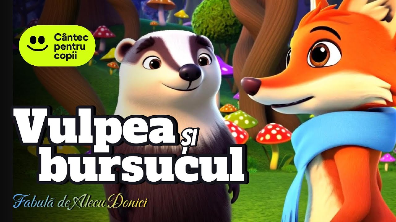 Vulpea și bursucul - Cântec animat pentru copii | Versuri educative de Alecu Donici 🎵