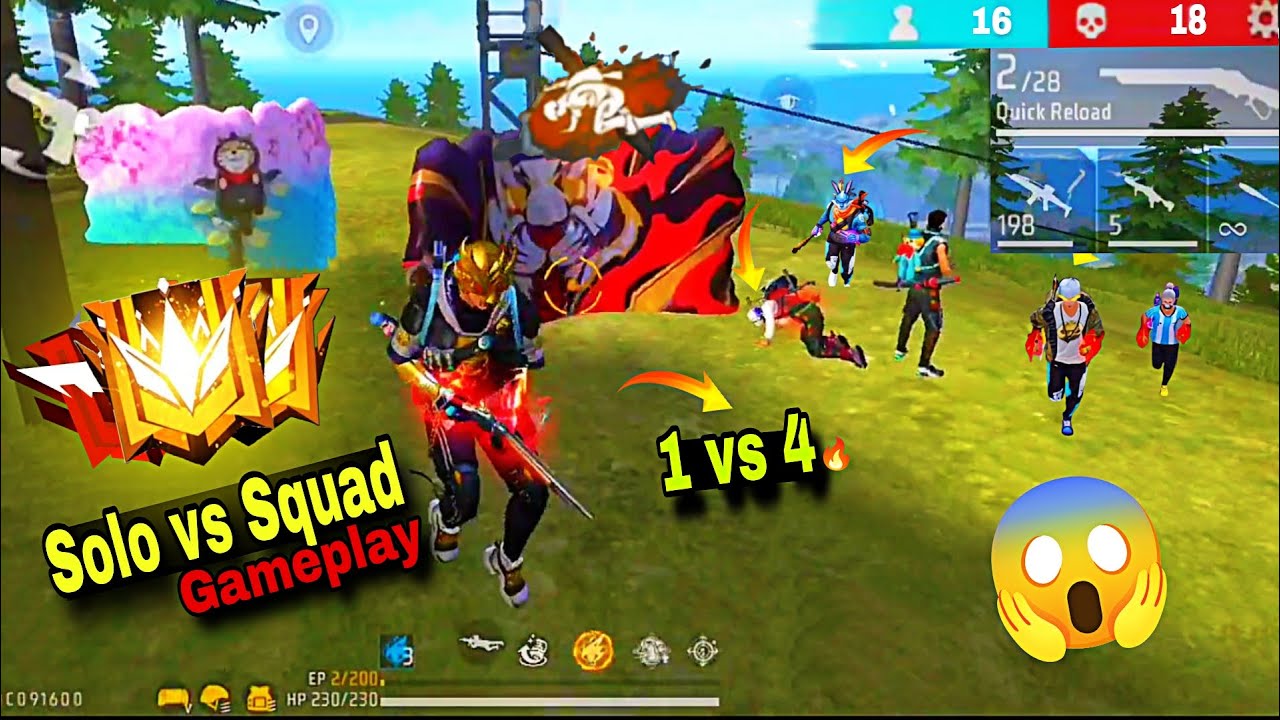 BR - Rank Mach ⚡ 1 vs 4 Clutch 😱 with Solo vs Squad Mach 🔥 Garena Free ...