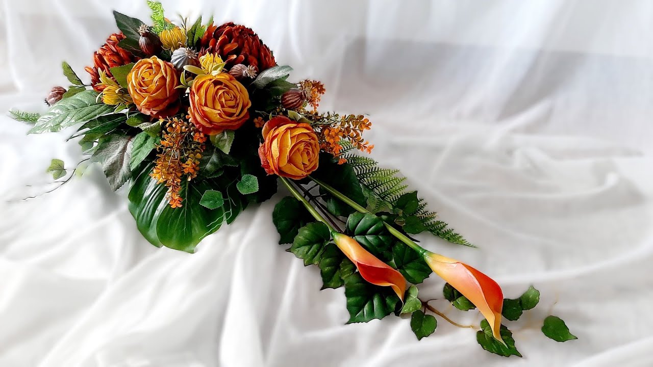 Stroik na grób z kasztanową Chryzantemą// grave decorations// jak zrobić