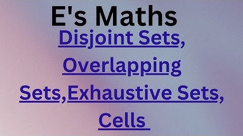 Disjoint Sets, Overlapping Sets,Exhaustive Sets, Cells,Chapt:17,Sets and Functions, Class:X ,