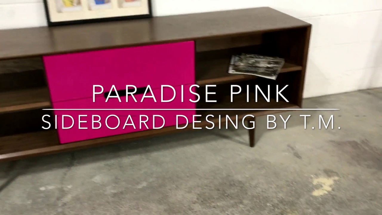 Paradise Pink Mid Century Modern Sideboard By Cabinet Maker Nyc