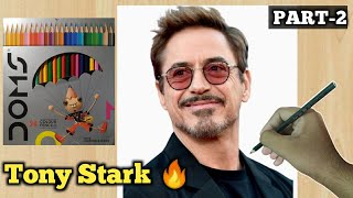 Tony Stark Colour Pencil Sketch  How to draw Tony Stark - Robert Downey Jr Drawing ll