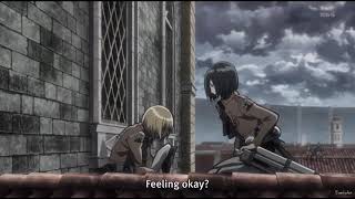 Mikasa making sure her friends are okay