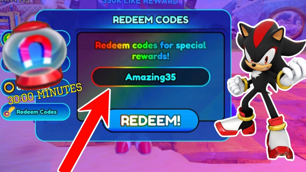  NEW CODE FOR 30 MINUTE MAGNET IN SONIC SPEED SIMULATOR Amazing35 YouTube