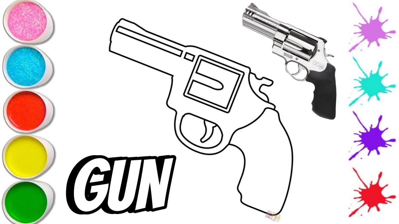 Gun Drawing, Colouring for kids, Toddlers Basic Drawing for kids