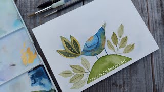 Whimsical Watercolor Bird Art|Real Time Process Video