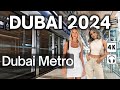 Dubai walking tour from dubai metro station to dubai mall 4k