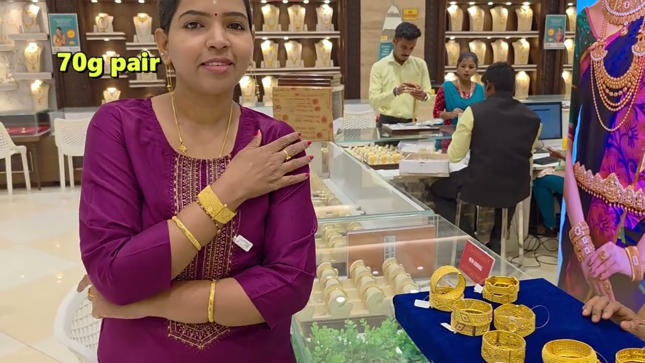 Sree Kumaran Thangamaaligai Gold Light weight Bangle 16gTo 80g Daily/ work wear wedding Kada design