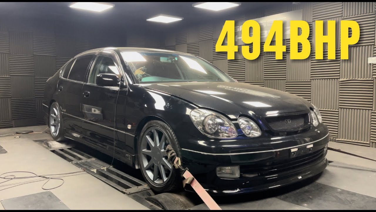 494BHP Toyota Aristo dyno power runs - YouTube