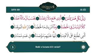 Diyanet Ok Takipli Hatim 30. Cüz - Kur'an-ı Kerim 601. Sayfa - Asr 1-3 Hümeze  1-9 Fîl 1-5. Ayetler