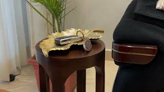 Wooden Modern Round Display Table - Walnut brown