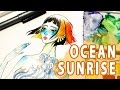 Watercolor speedpaint || OCEAN SUNRISE