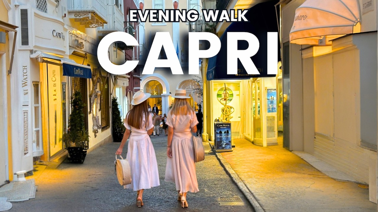 4K Capri Italy Sunset Evening Walk 🇮🇹 Magical Golden Hour & Piazzetta Night Vibes