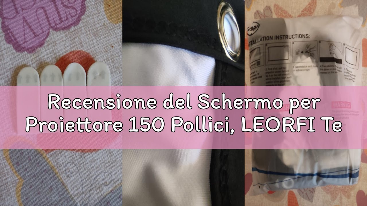 Recensione del Schermo per Proiettore 150 Pollici, LEORFI Telo Proiettore Portatile 16:9 4K Full HD,