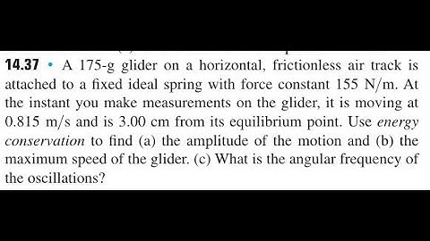A glider on a horizontal, frictionless air track is attached to a fixed ideal spring with force cons
