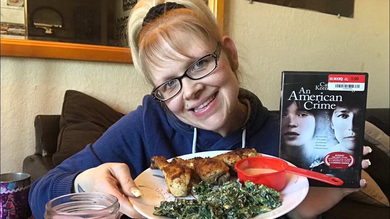 Keto Mukbang & Movie! Chicken legs, creamed kale & An American Crime.