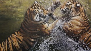 Painting a Dynamic Wildlife Scene | Tigers | Oil Painting Timelapse
