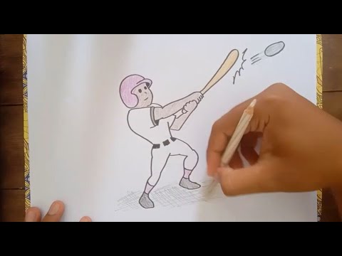 how to draw baseball player - YouTube