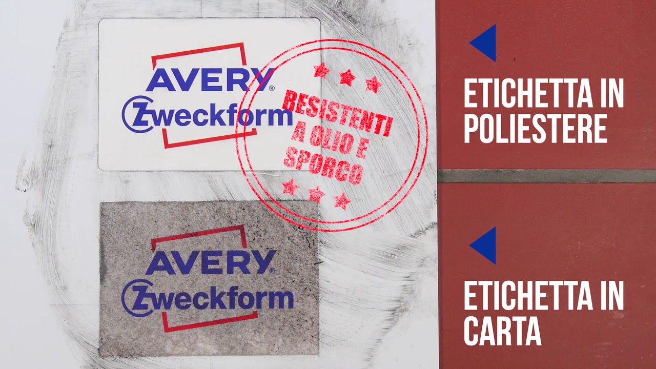 Etichette poliestere bianco di Avery: resistenti all'acqua, ai raggi UV, al calore