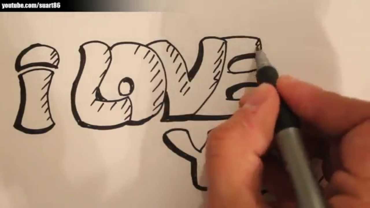 How to draw i love you in graffiti - YouTube