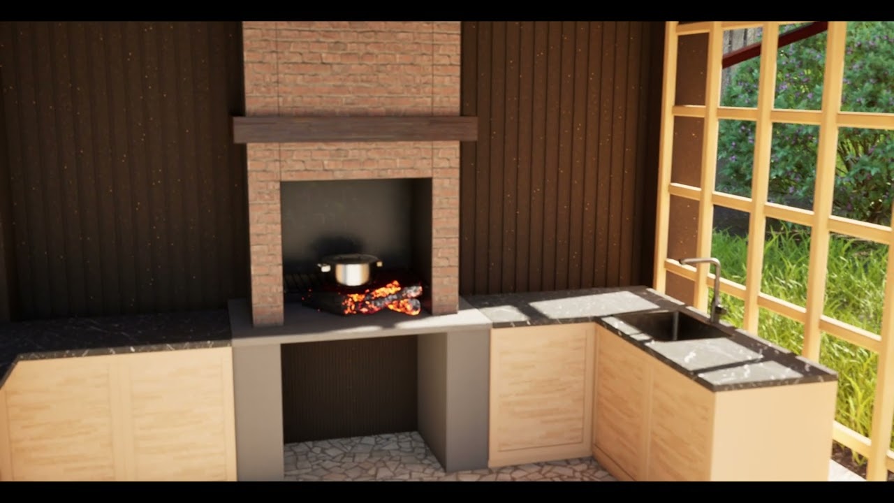 Exterior visualization Hi-Tech wood house.