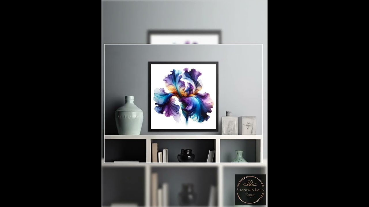 Colorful Abstract Floral Wall Art, Vibrant Iris Flower Print, Modern Home Decor