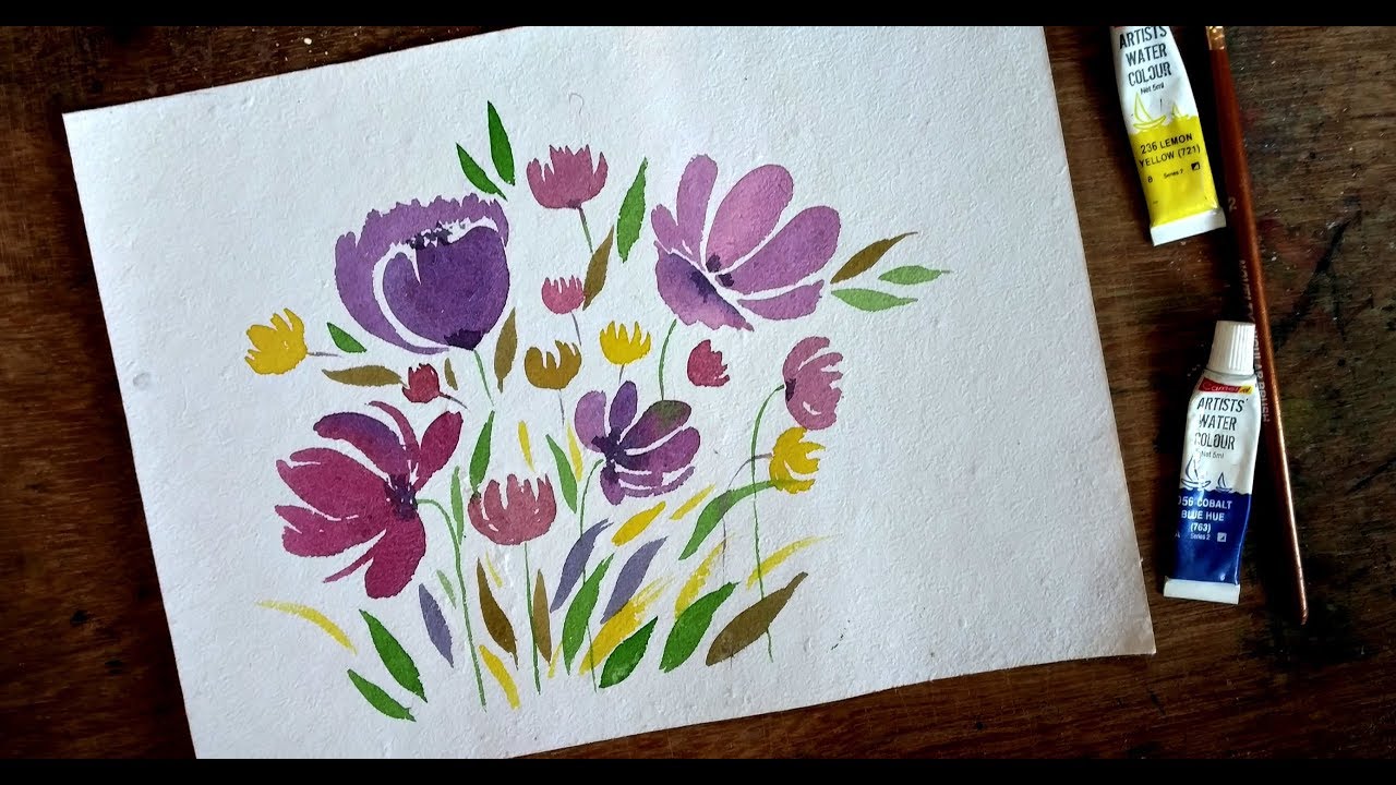 Beautiful Flower with Watercolor | Paint with david - YouTube