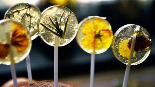 Herb and Flower Studded Lollipops