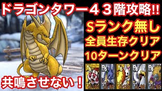 【ドラゴンクエストタクト】ドラゴンタワー43階Sランク無し攻略！氷の共鳴発動させない立ち回り！！