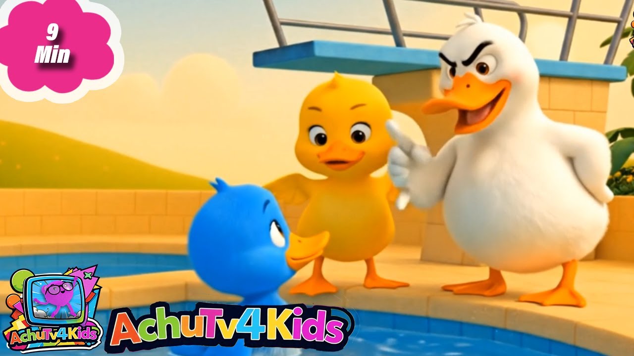 🦆 Johny & 5 Little Ducks | Jumping Ducks and Monkey Fun | AchuTV4Kids