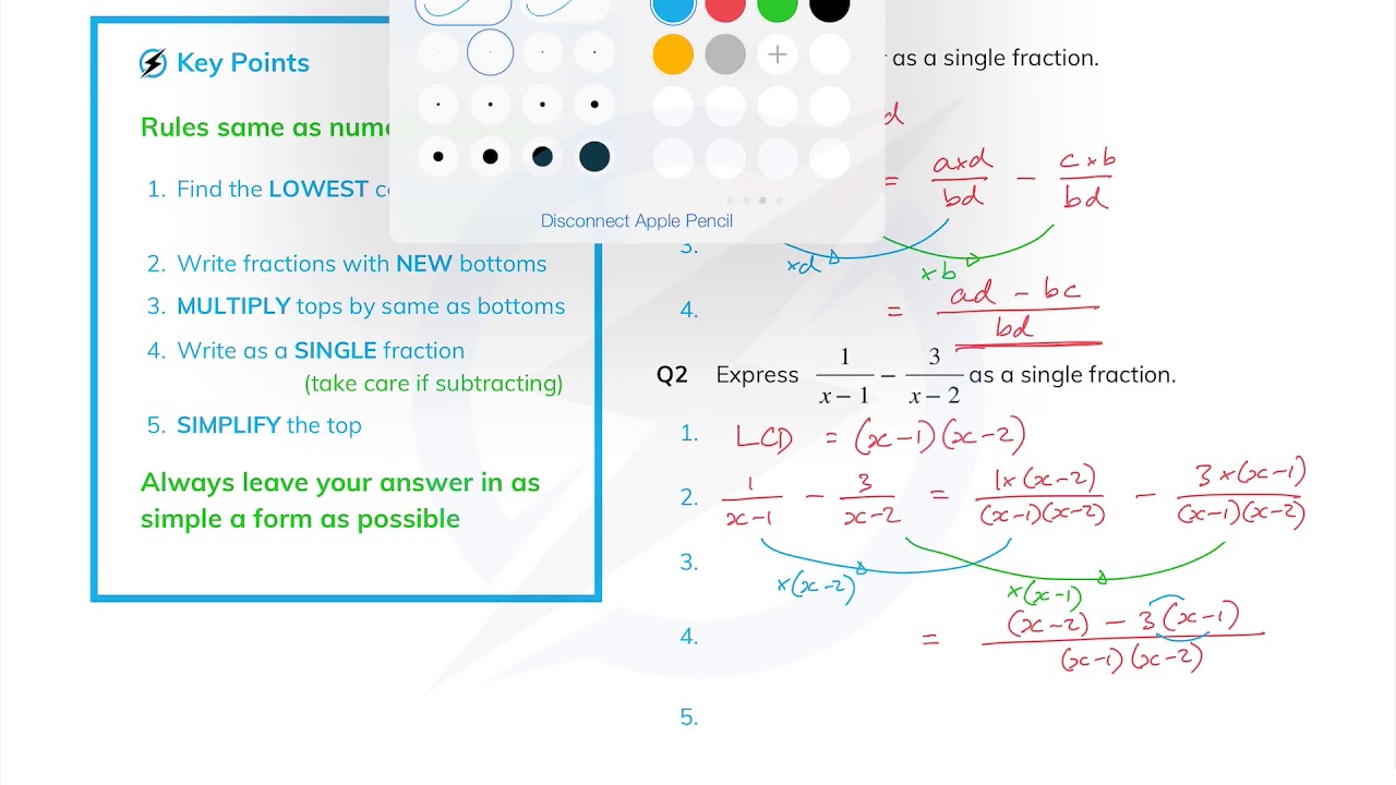 Solving Algebraic Fractions - Addition and Subtraction - GCSE Maths ...