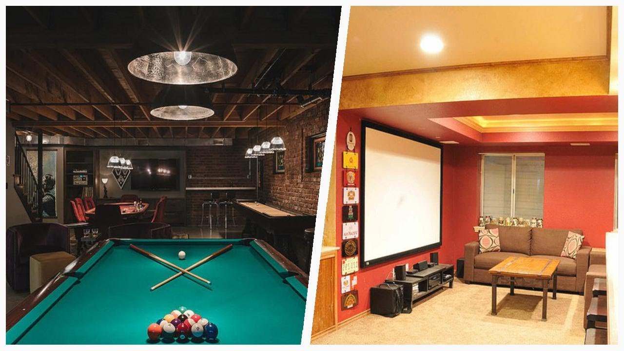 75 All Wall Treatments Basement With Multicolored Walls Design Ideas