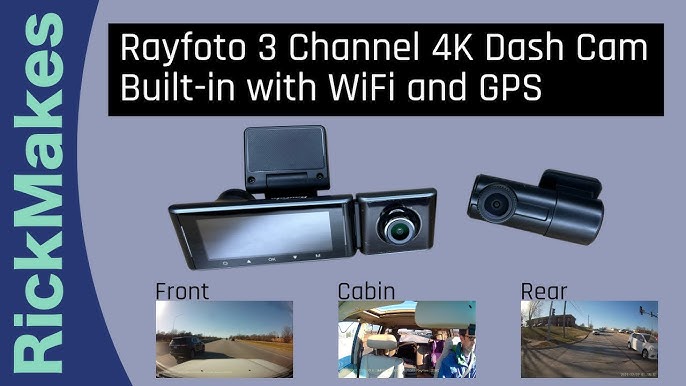  UPGROW 4K 3 Channel Dashcam, 4K+2K Front and Rear, 4K+