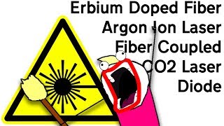 All the lasers: Argon Ion, 45W Fiber Coupled, CO2, Erbium Doped