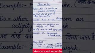 Easy Trick to Use Make & Do💡 Explained Simply📚 #English #EnglishGrammar #MakeVsDo #Grammar #Shorts