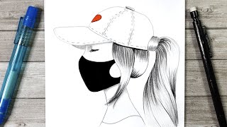 COMMENT DESSINER UN FILLE AVEC UNE CASQUETTE ET UN MASQUE