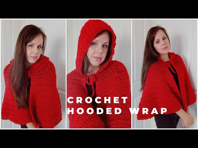 CROCHET EASY HOODED SHAWL/WRAP/CAPE  Crochet The Scarlet Shawl Beginner  Tutorial & Free Pattern 