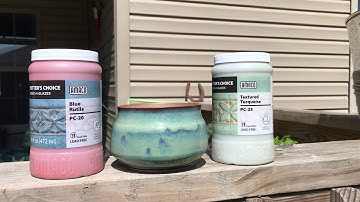 AMACO GLAZES -  Combo PC-25 Textured Turquoise and PC-20 Blue Rutile - Beginner Pottery
