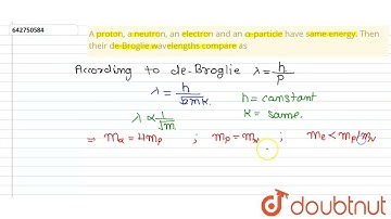 A proton, a neutron, an electron and an alpha-particle have same energy. Then their de-Broglie w...