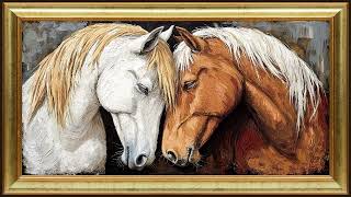 Horse Connection, Rustic Vintage Oil Painting for Mindfulness and Gentle Reflection screenshot 4