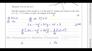 WMA14 01 IAL (Edexcel) P4  Oct 2021 Q1 Implicit Differentiation, Equation of Normal