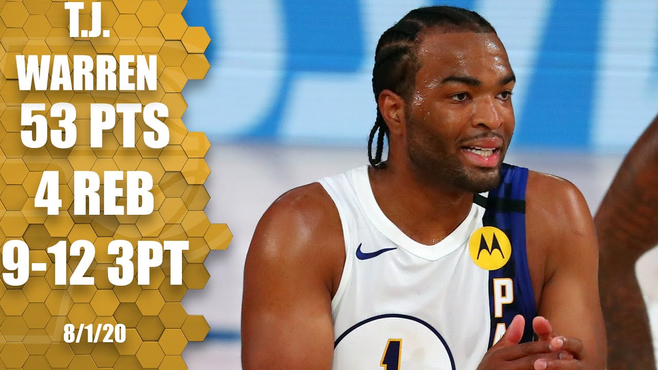 T.J. Warren GOES OFF for 53 points vs. 76ers | 2019-20 NBA Highlights ...