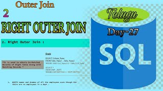 SQL[ Right Outer Join ]Day-27 Telugu #fullstack #database  #bsktrending #sql #java #telugu #job