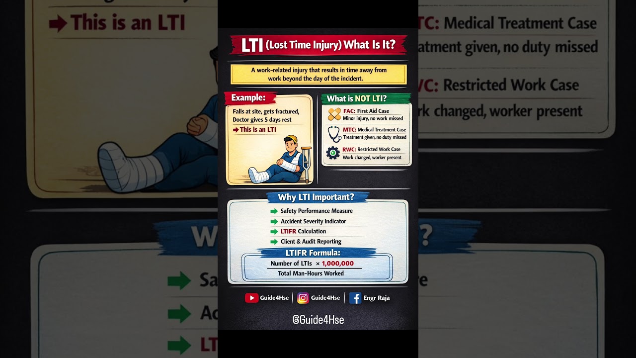 What is LTI (Lost Time Injury)? | Safety KPI Explained | LTIFR Formula | Guide4HSE