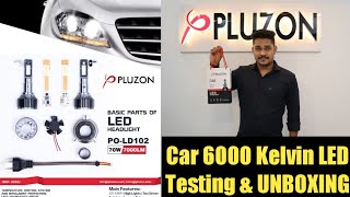 H4 CAR LED (70watt) Unboxing & Testing || Pluzon Car Headlight LED 6000K Cool White