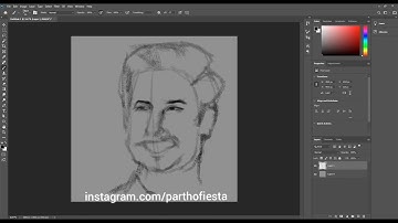Sushant Singh Rajput: Time-lapse: Single layer digital drawing using photoshop: Portrait practise