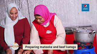 Preparing Matooke and Beef Katogo